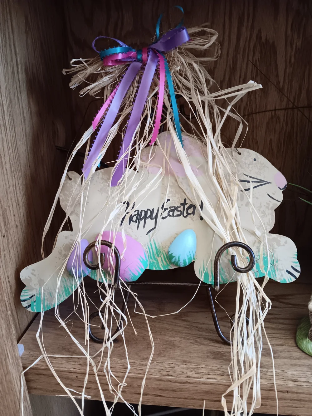 Wooden Door Hanging Easter Rabbit